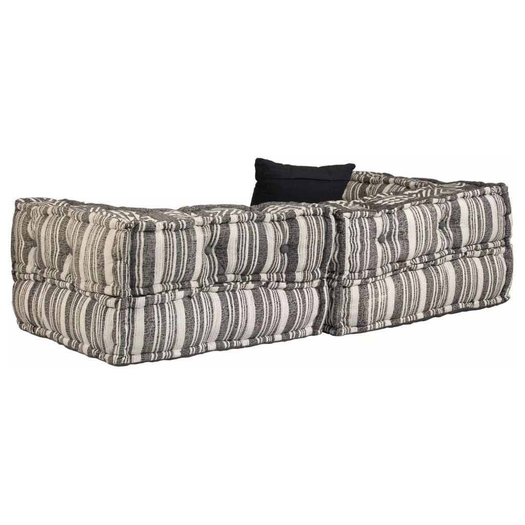 Dvivietė modulinė sofa su porankiais, audinys, dryžuota