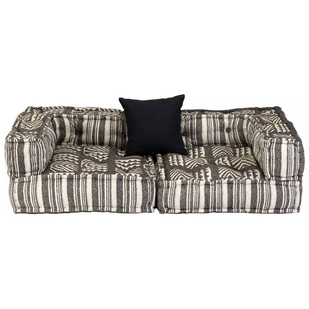Dvivietė modulinė sofa su porankiais, audinys, dryžuota