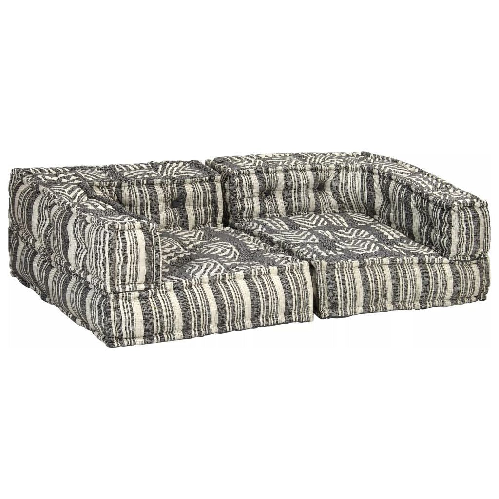 Dvivietė modulinė sofa su porankiais, audinys, dryžuota