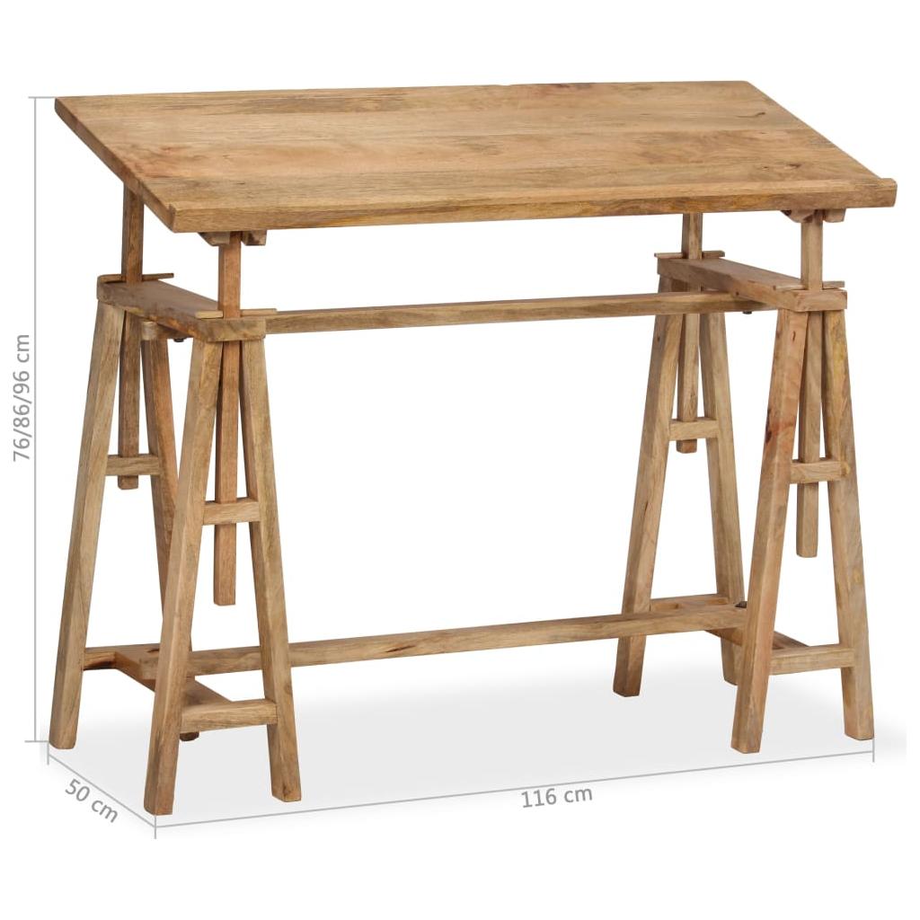 Braižybos stalas, masyvi mango mediena, 116x50x76cm