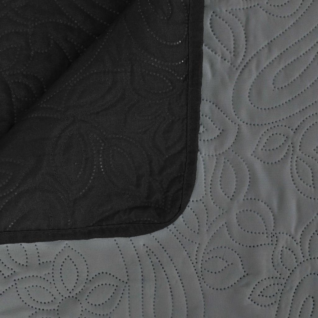 Dvipusė dygsniuota antklodė, 170x210cm, pilka ir juoda