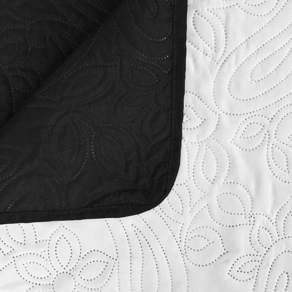 Dvipusė dygsniuota antklodė, 170x210cm, juoda ir balta