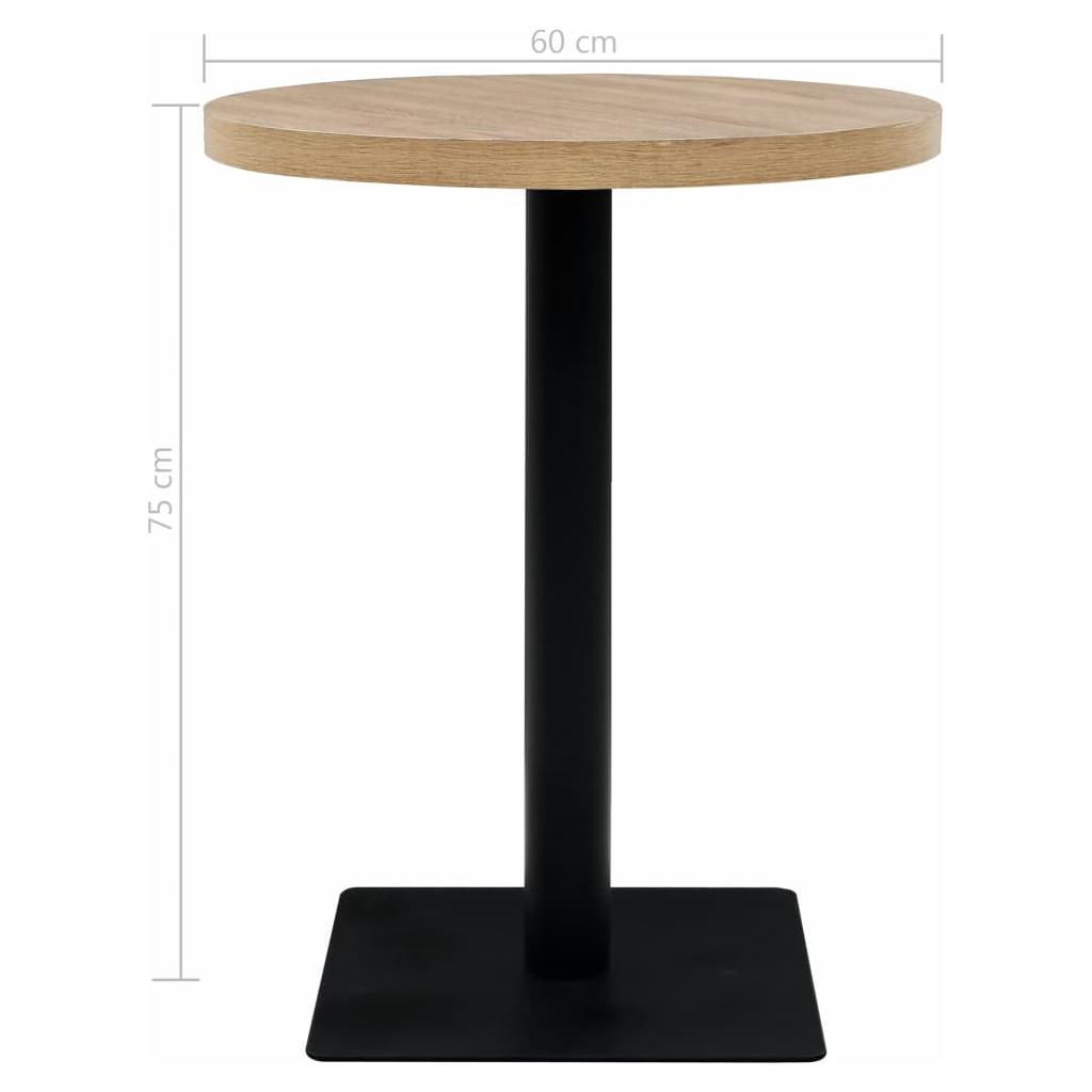 Bistro staliukas, MDF ir plienas, apvalus, 60x75cm, ąžuol. sp.