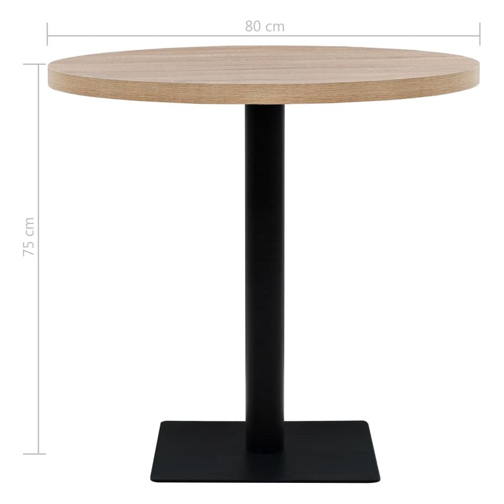 Bistro staliukas, MDF ir plienas, apvalus, 80x75cm, ąžuolo sp.