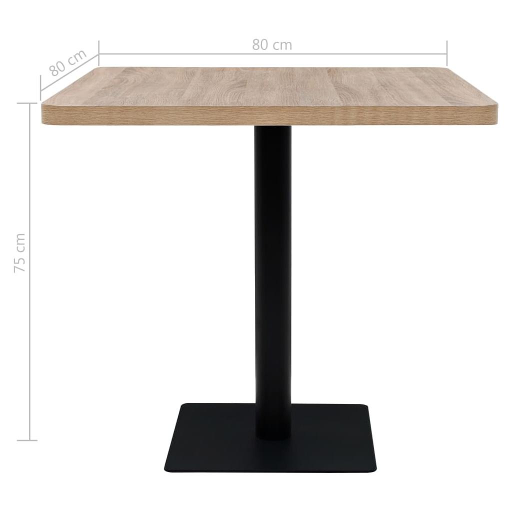 Bistro staliukas, MDF ir plienas, kvadr., 80x80x75cm, ąžuol.sp.