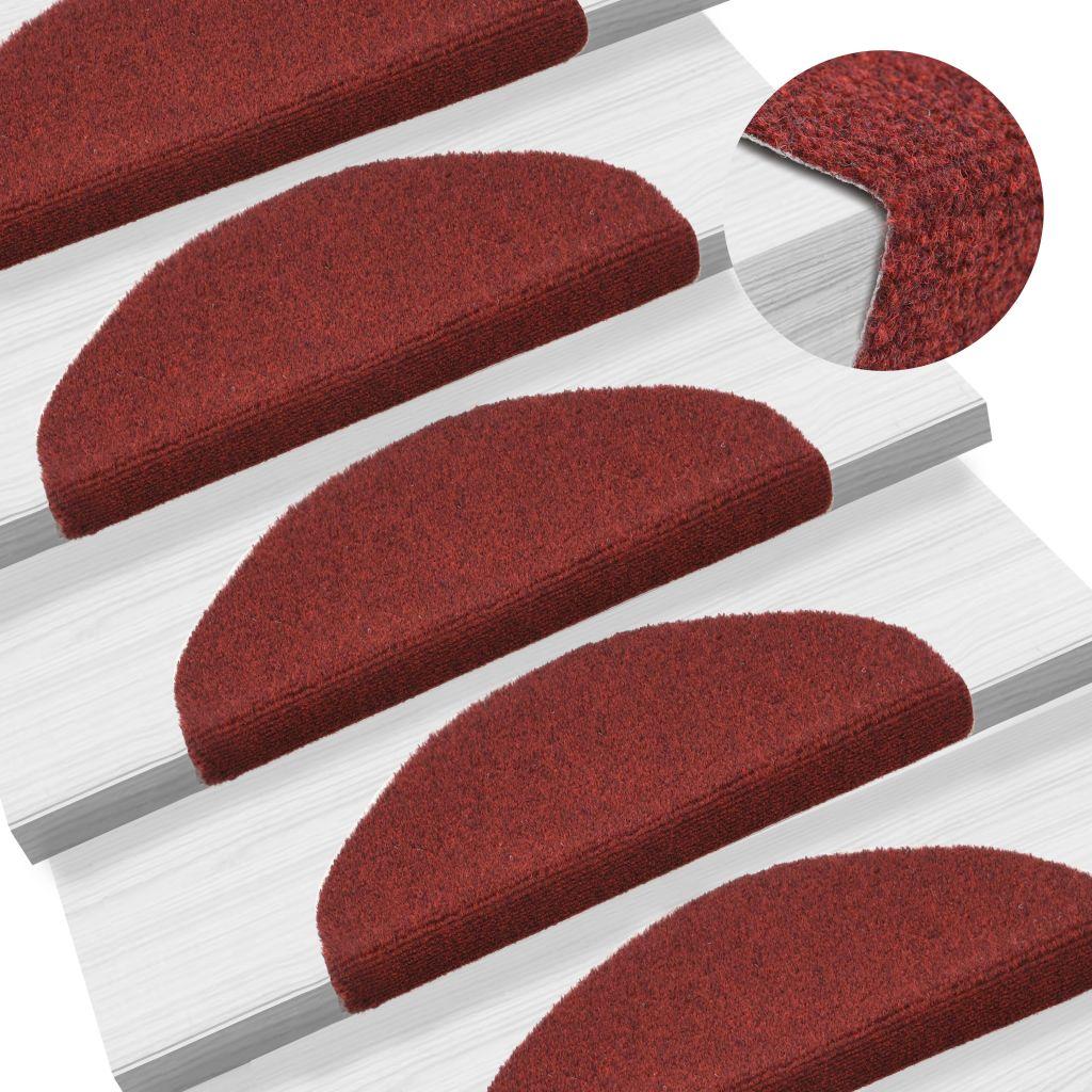 Lipnūs laiptų kilimėliai, 15 vnt., 65 x 21 x 4 cm, raudoni