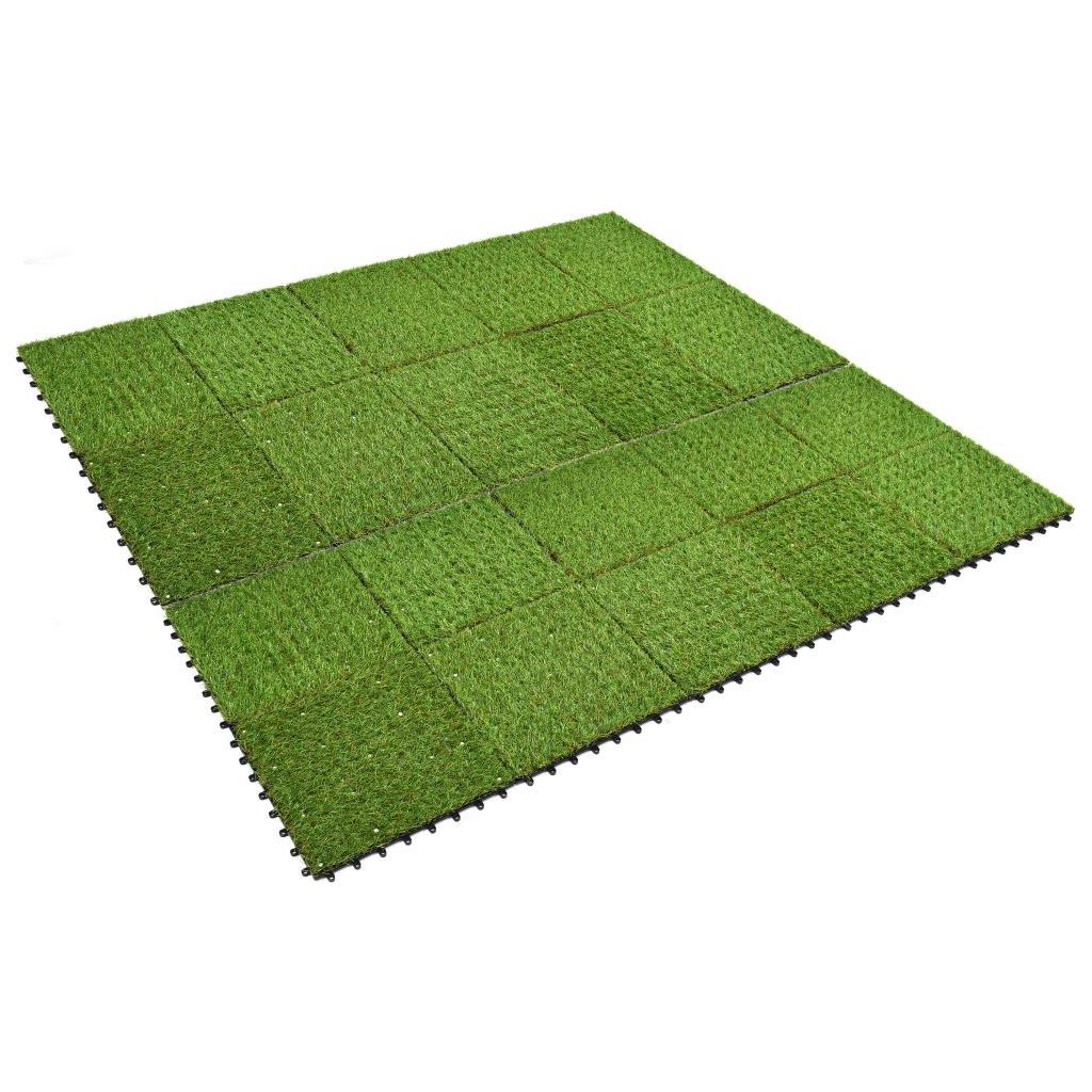 Dirbtinės žolės plytelės, 20 vnt., 30 x 30 cm, žalios spalvos