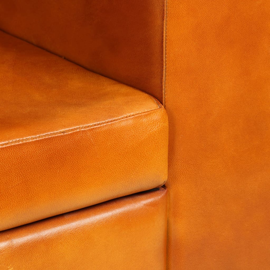 Trivietė sofa, šviesiai ruda, tikra oda