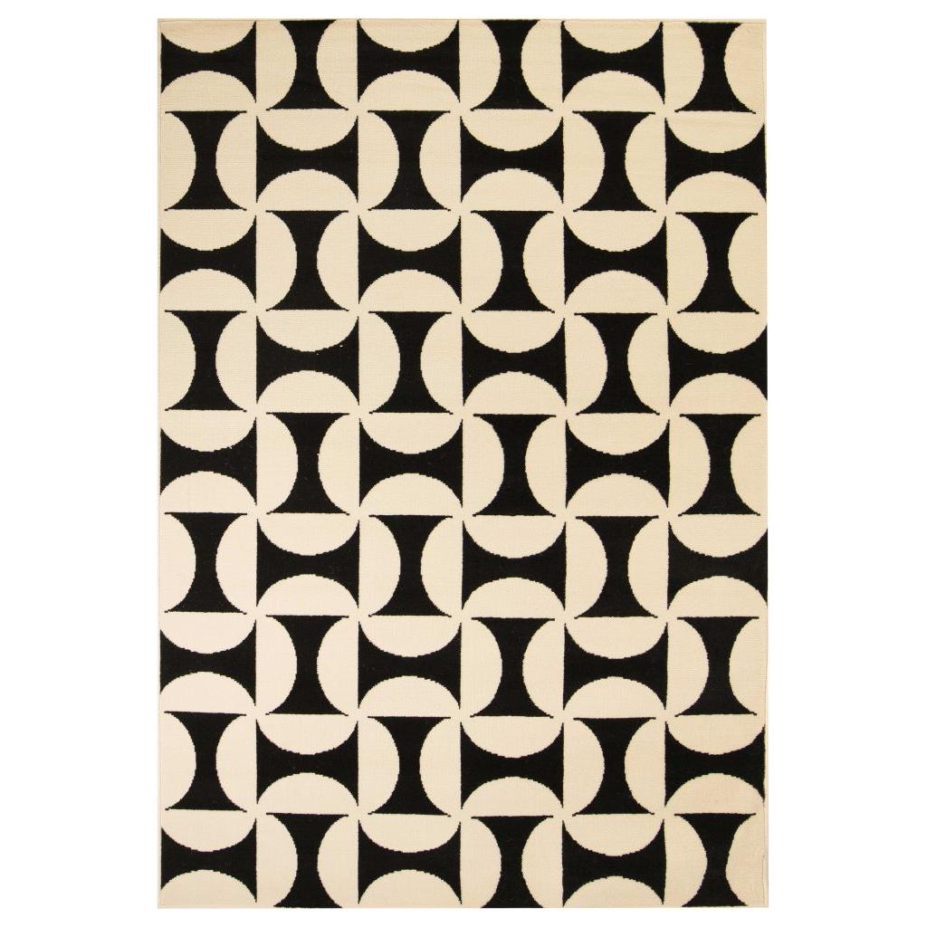 Modernus kilimas, geometr. raštas, 80x150cm, smėlio/juodas