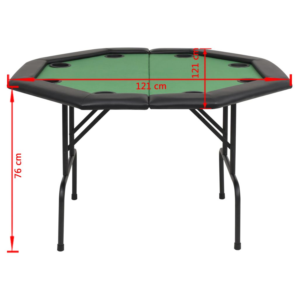 Pokerio stalas, sulankst., 8 žaid., 2d., aštuonkampis, žalias