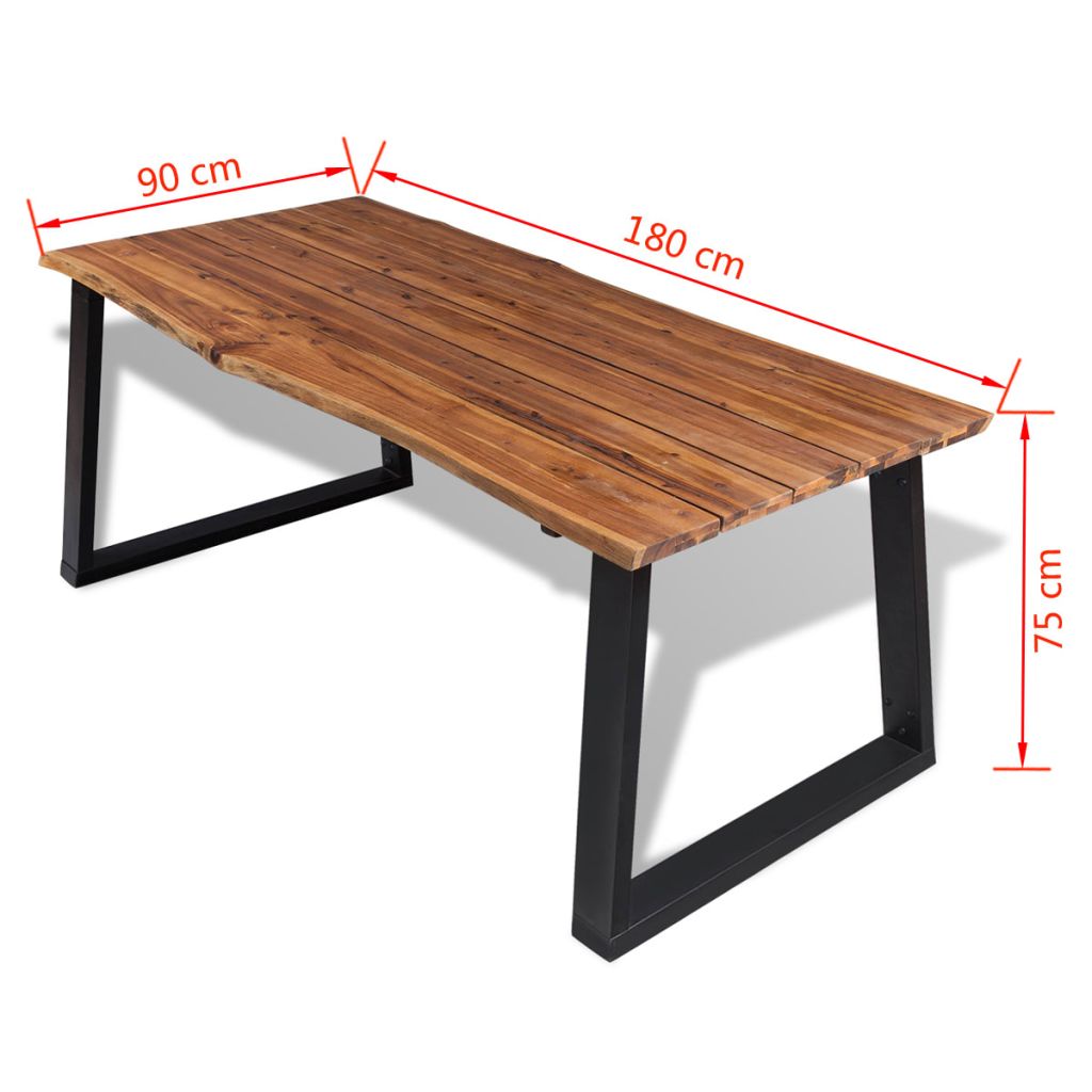 Valgomojo stalas, masyvi akacijos mediena, 180x90cm