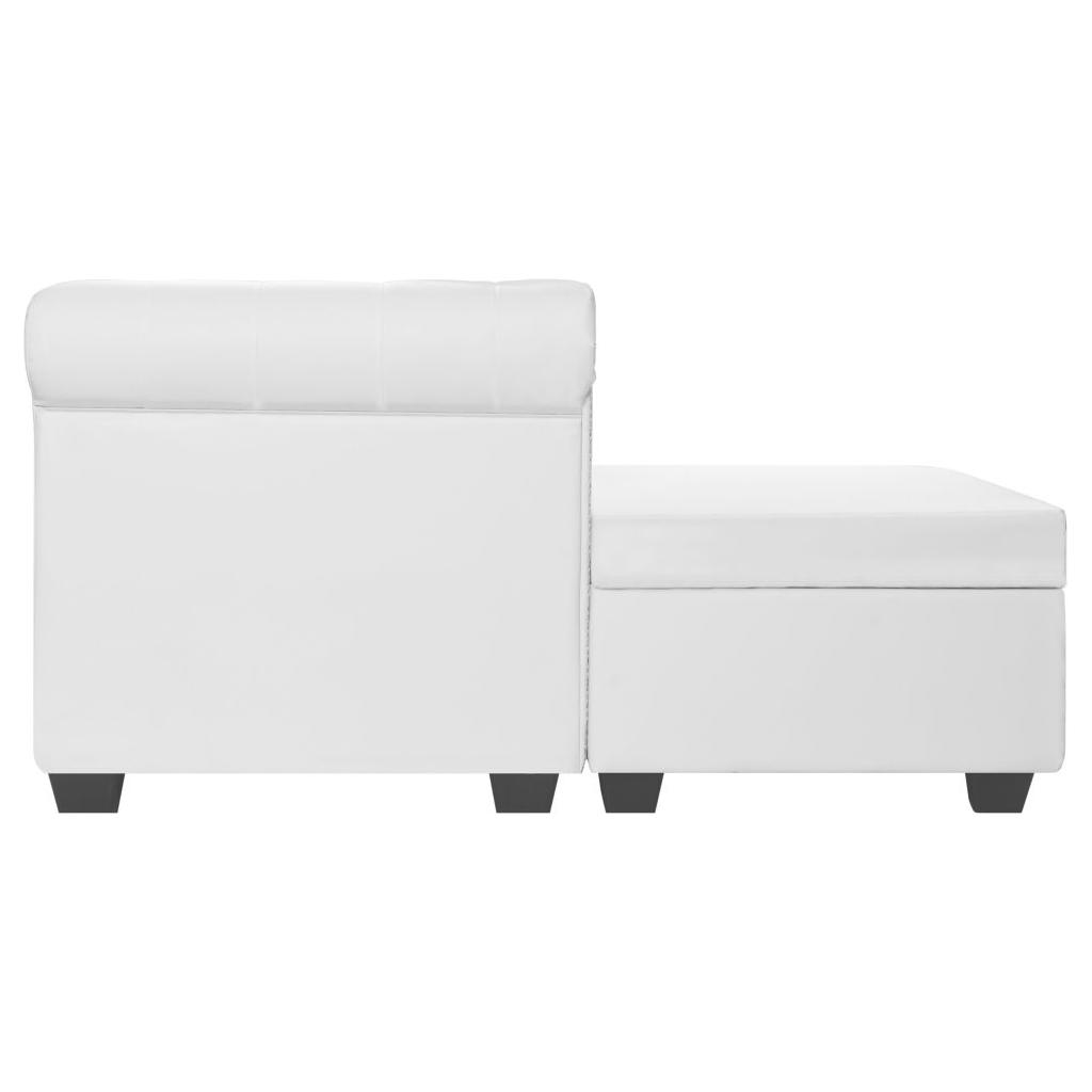 L-formos Chesterfield sofa, dirbtinė oda, balta