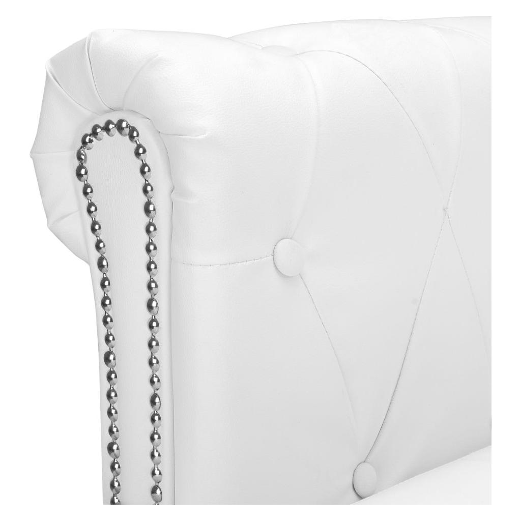 L-formos Chesterfield sofa, dirbtinė oda, balta