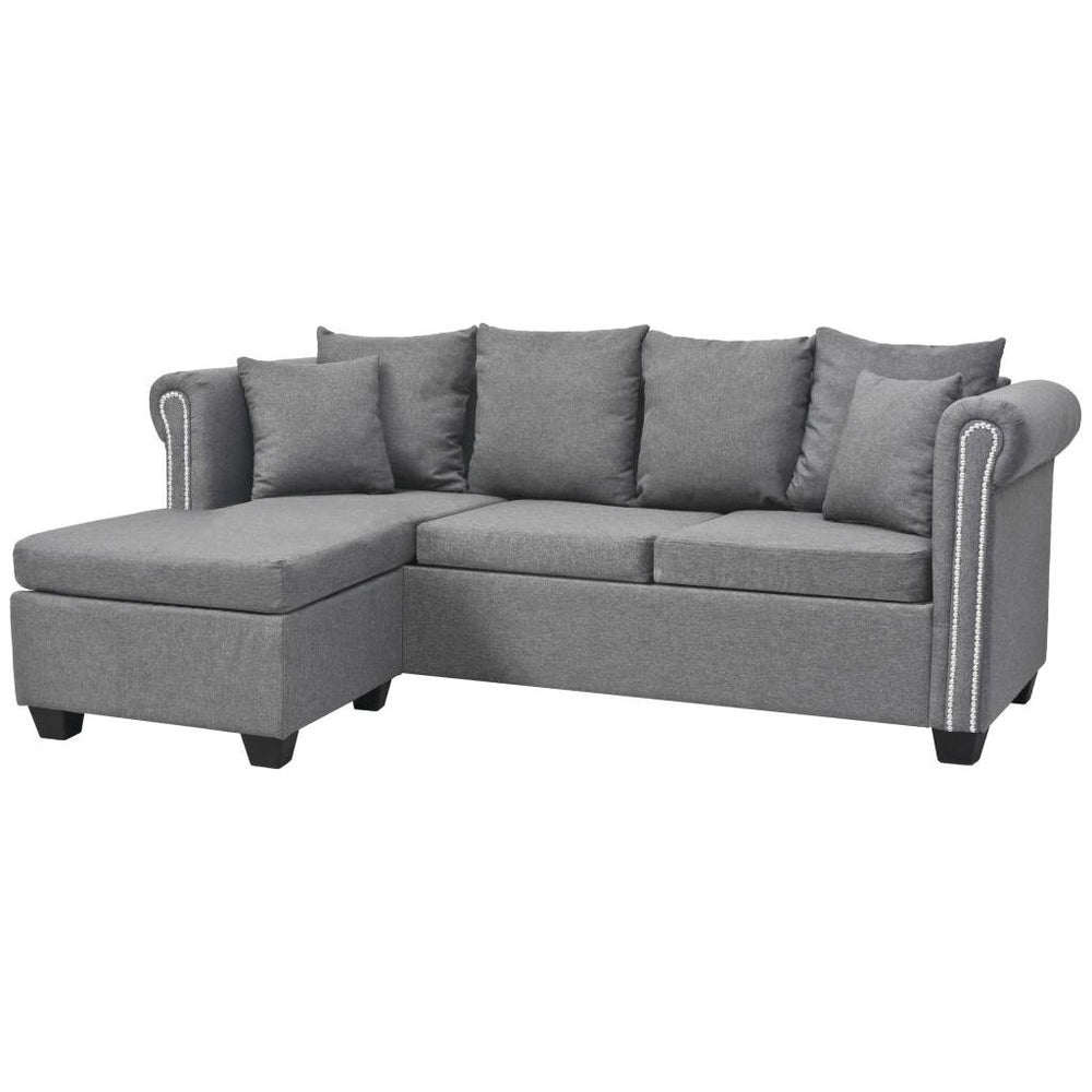 L-formos sofa, audinys, 200x140x73 cm, šviesiai pilka