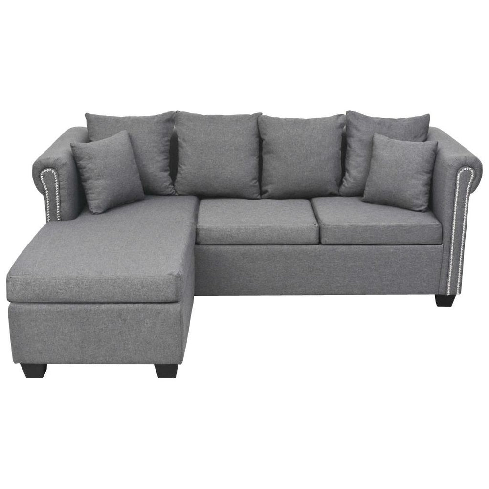 L-formos sofa, audinys, 200x140x73 cm, šviesiai pilka