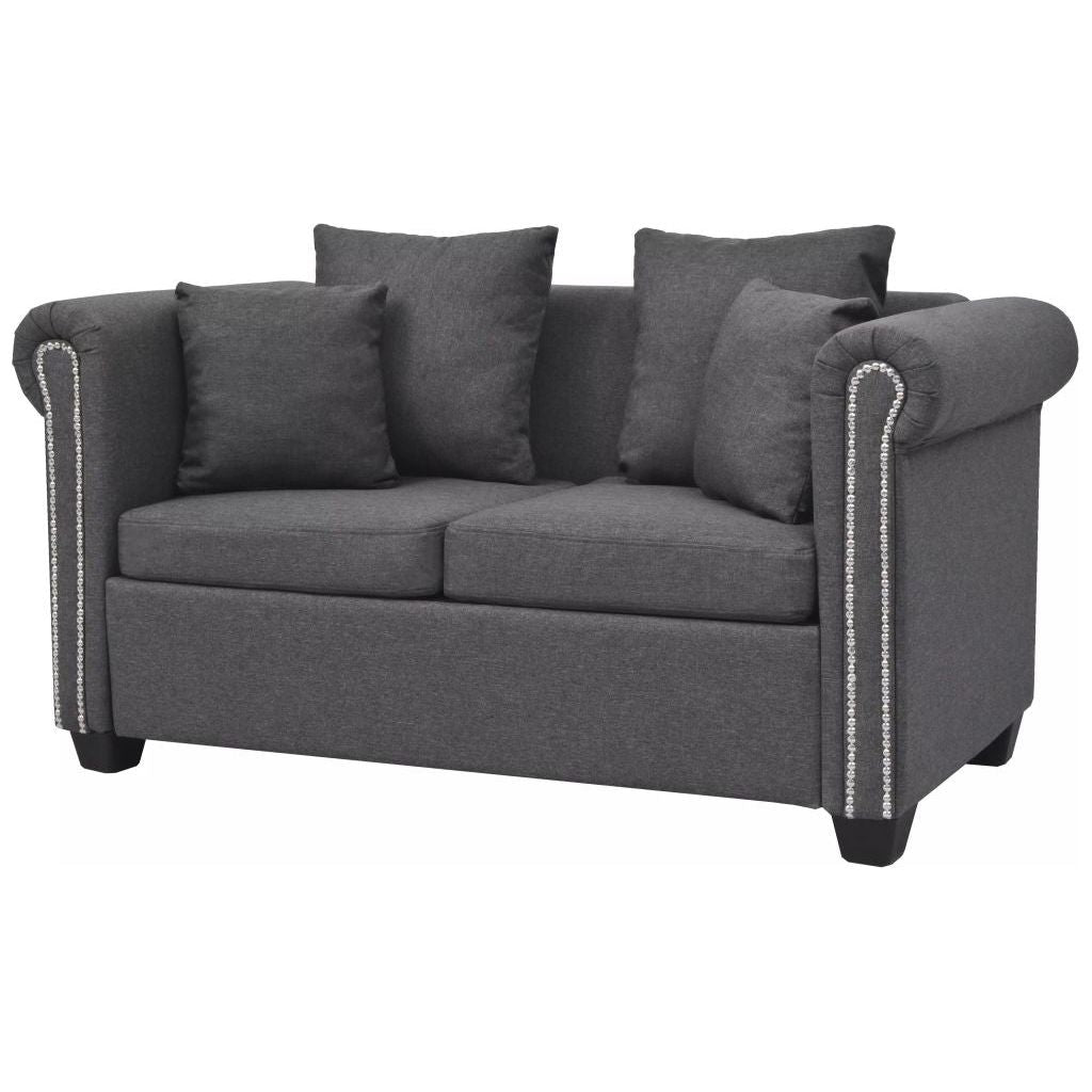 Dvivietė sofa, audinys, 143x75x73 cm, tamsiai pilka