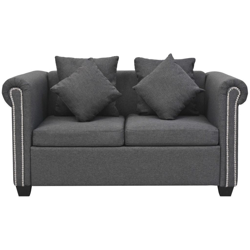 Dvivietė sofa, audinys, 143x75x73 cm, tamsiai pilka
