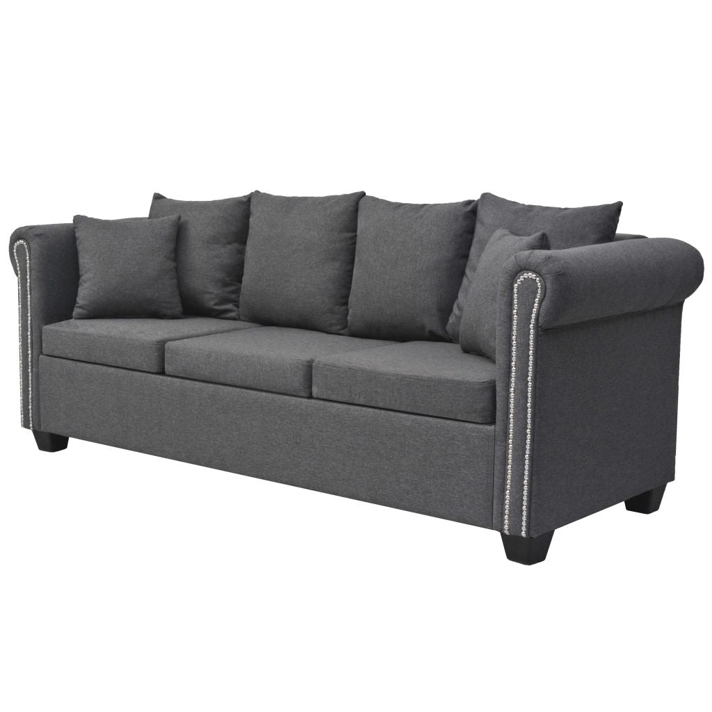 Trivietė sofa, audinys, 200x75x73 cm, tamsiai pilka
