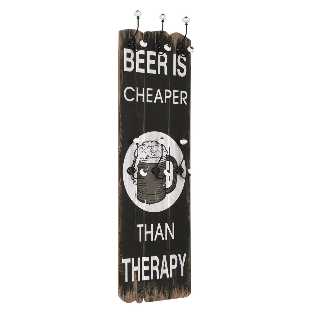 Paltų kabykla BEER CHEAPER, mont. prie sien., 6 kabl., 120x40cm