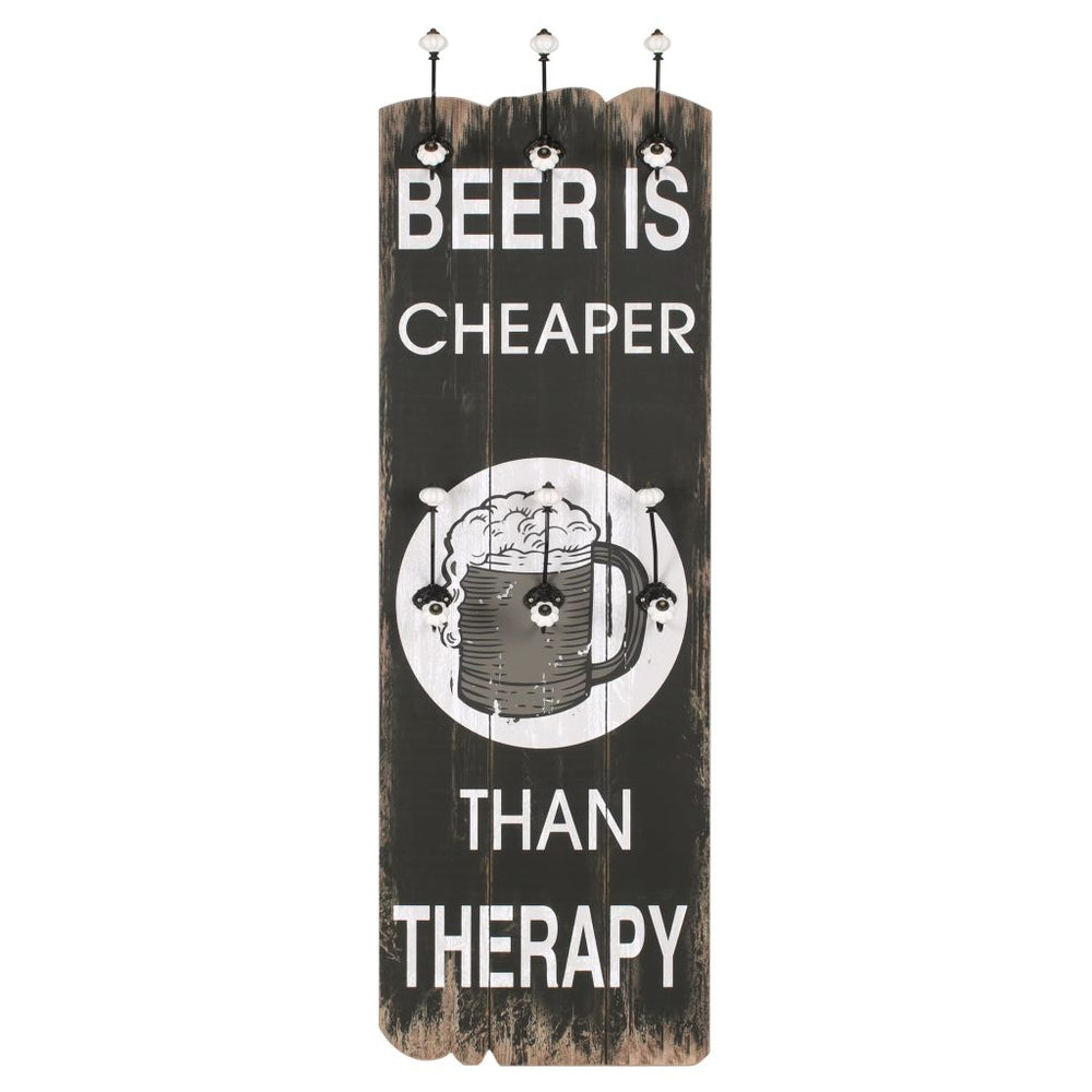 Paltų kabykla BEER CHEAPER, mont. prie sien., 6 kabl., 120x40cm