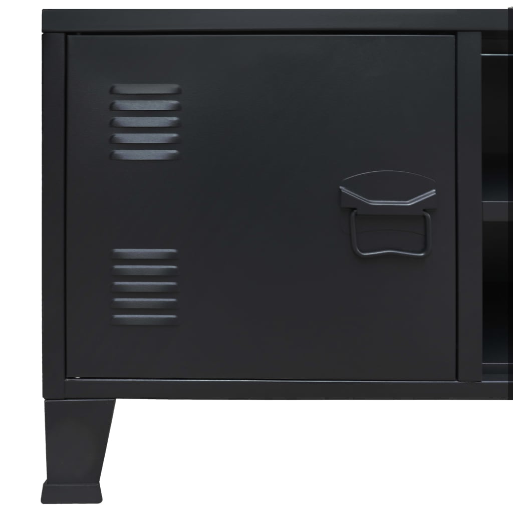TV spintelė, metalas, industr. stiliaus, 120x35x48cm, juoda