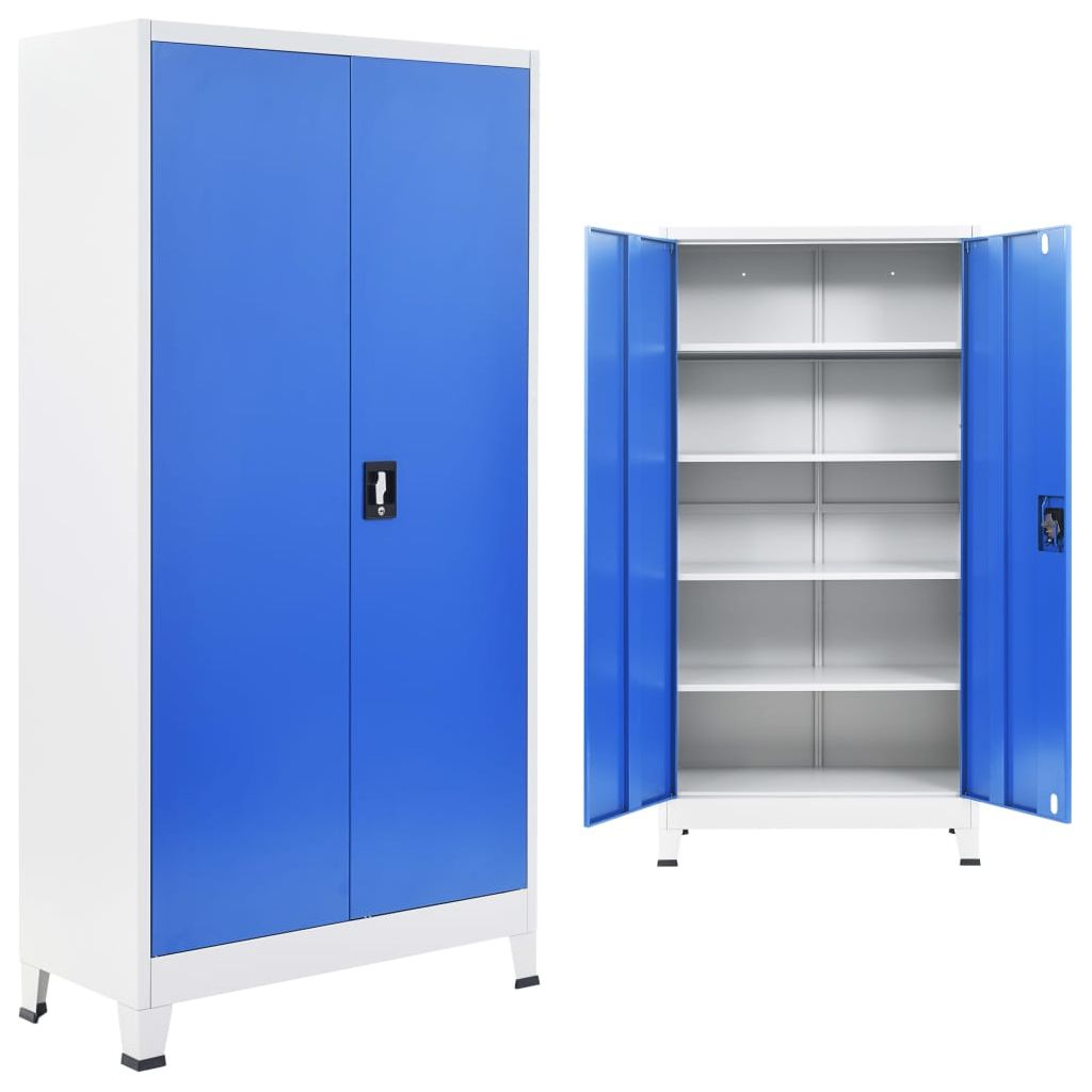 Biuro spintelė, metalas, 90x40x180cm, pilka ir mėlyna