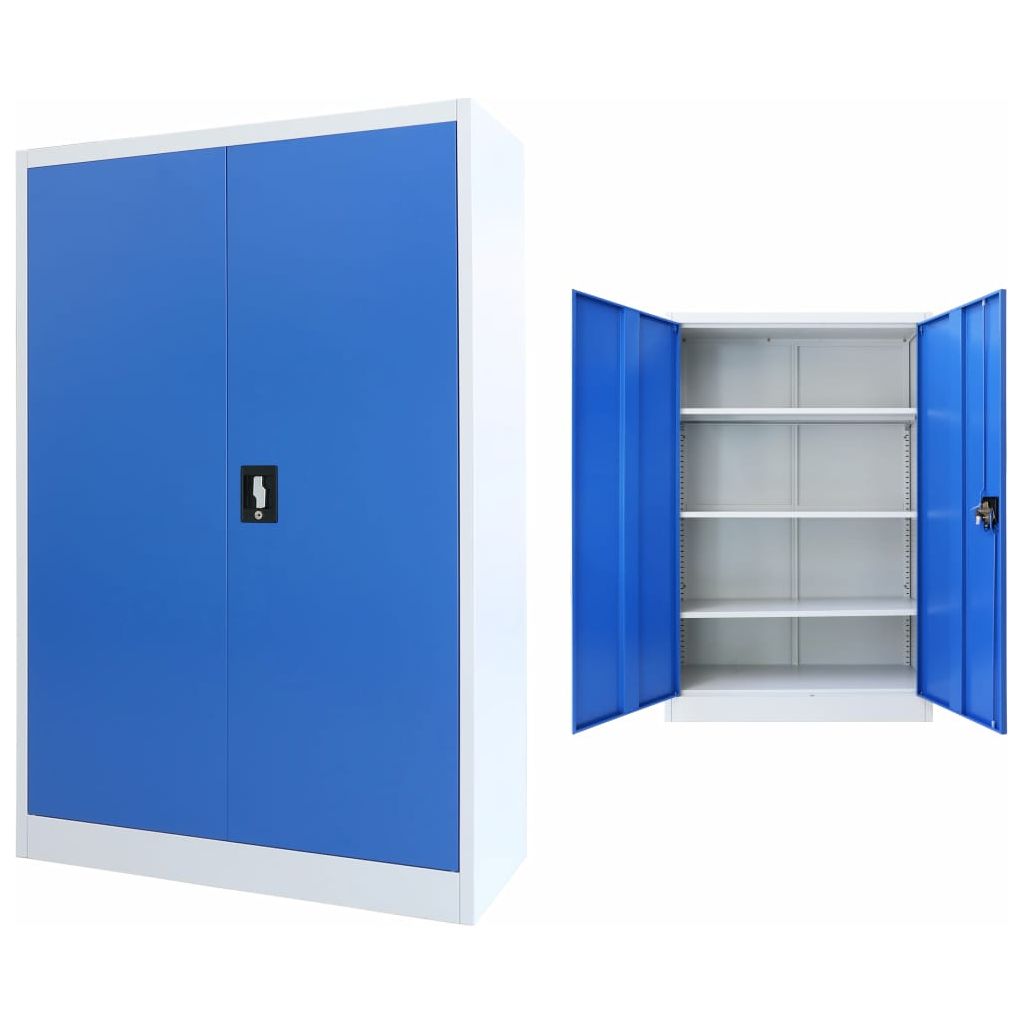 Biuro spintelė, metalas, 90x40x140cm, pilka ir mėlyna