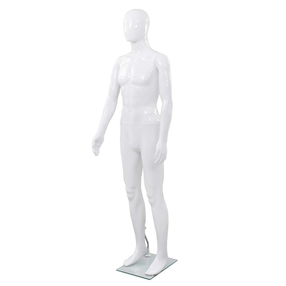 Vyriškas manekenas, stiklo pagr., blizgus baltas, 185cm