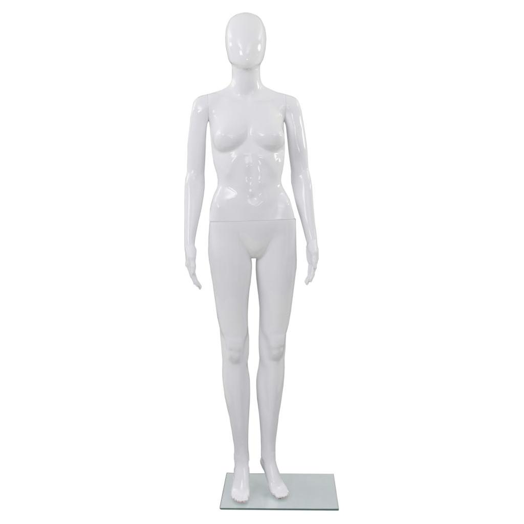 Moteriškas manekenas, stiklo pagrindas, blizgus, baltas, 175cm