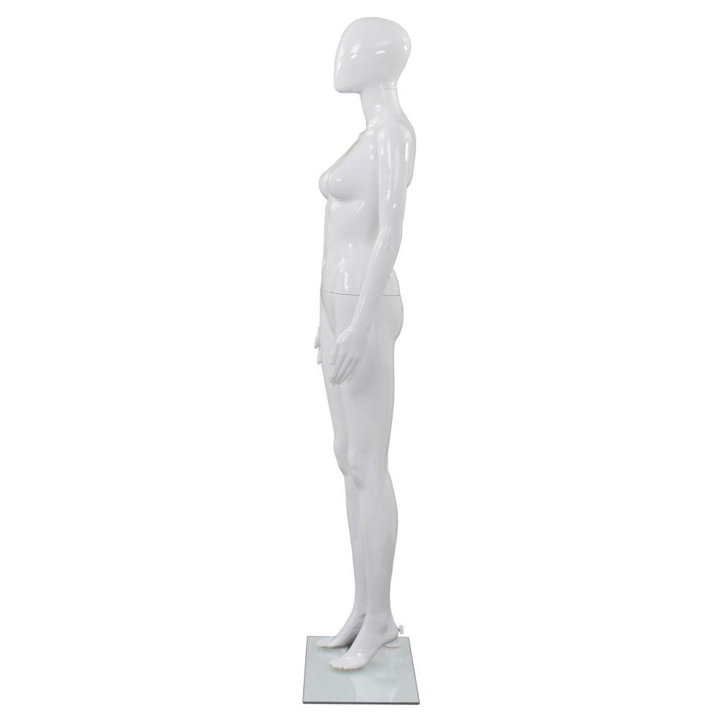 Moteriškas manekenas, stiklo pagrindas, blizgus, baltas, 175cm
