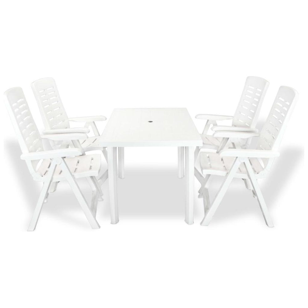 Lauko valg. baldų komplektas, 5d., baltos spalvos, plastikas