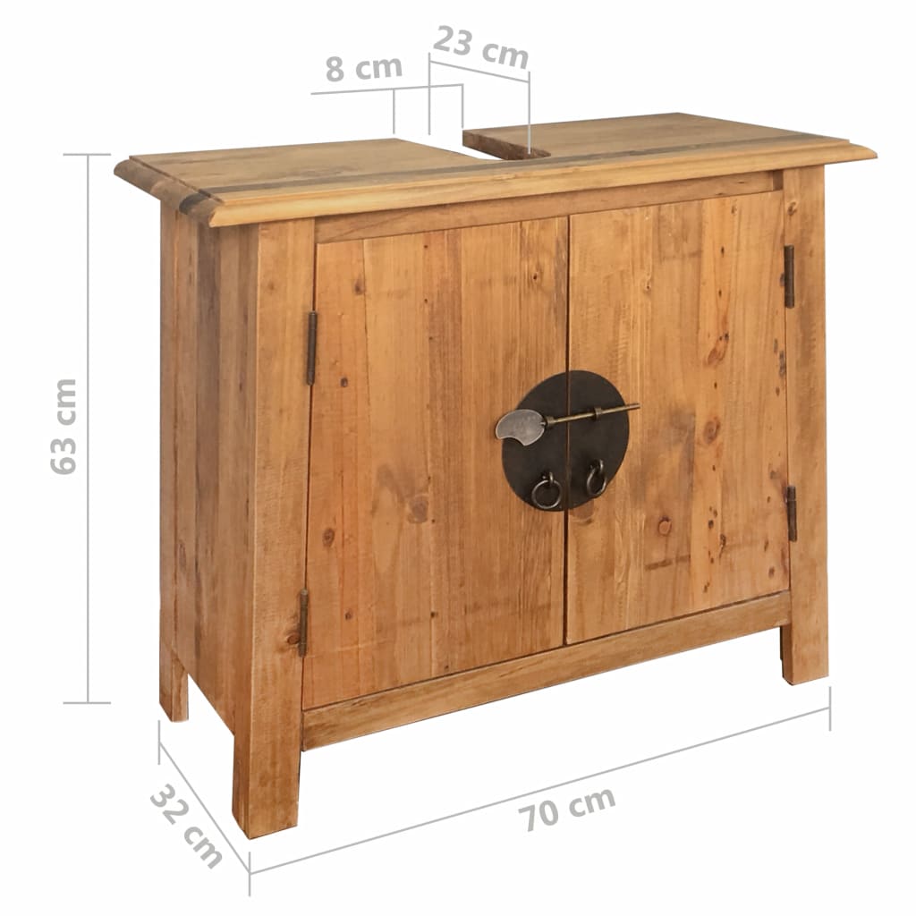 Vonios spintelė, masyvi perdirbta pušies mediena, 70x32x63 cm