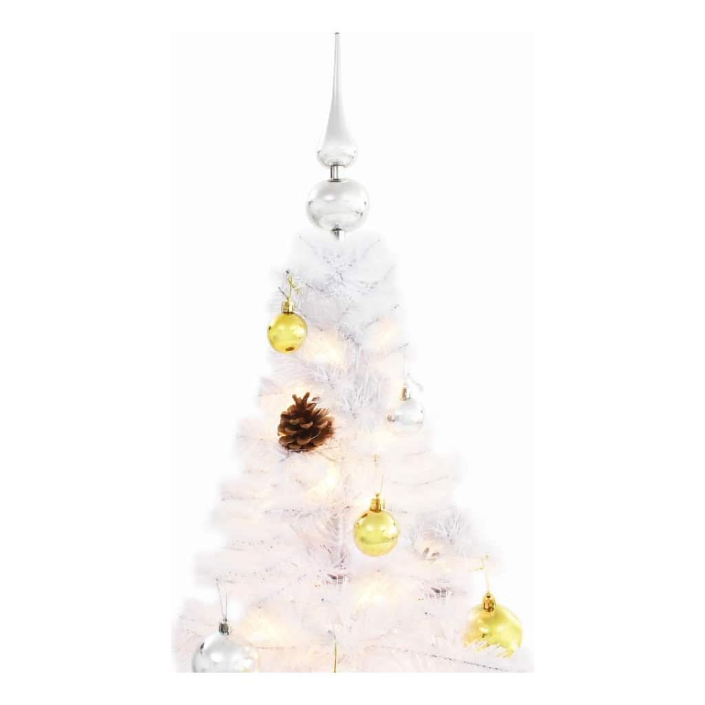 Dirbtinė Kalėdų eglutė papuošta žaisliuk. ir LED, 180cm, balta