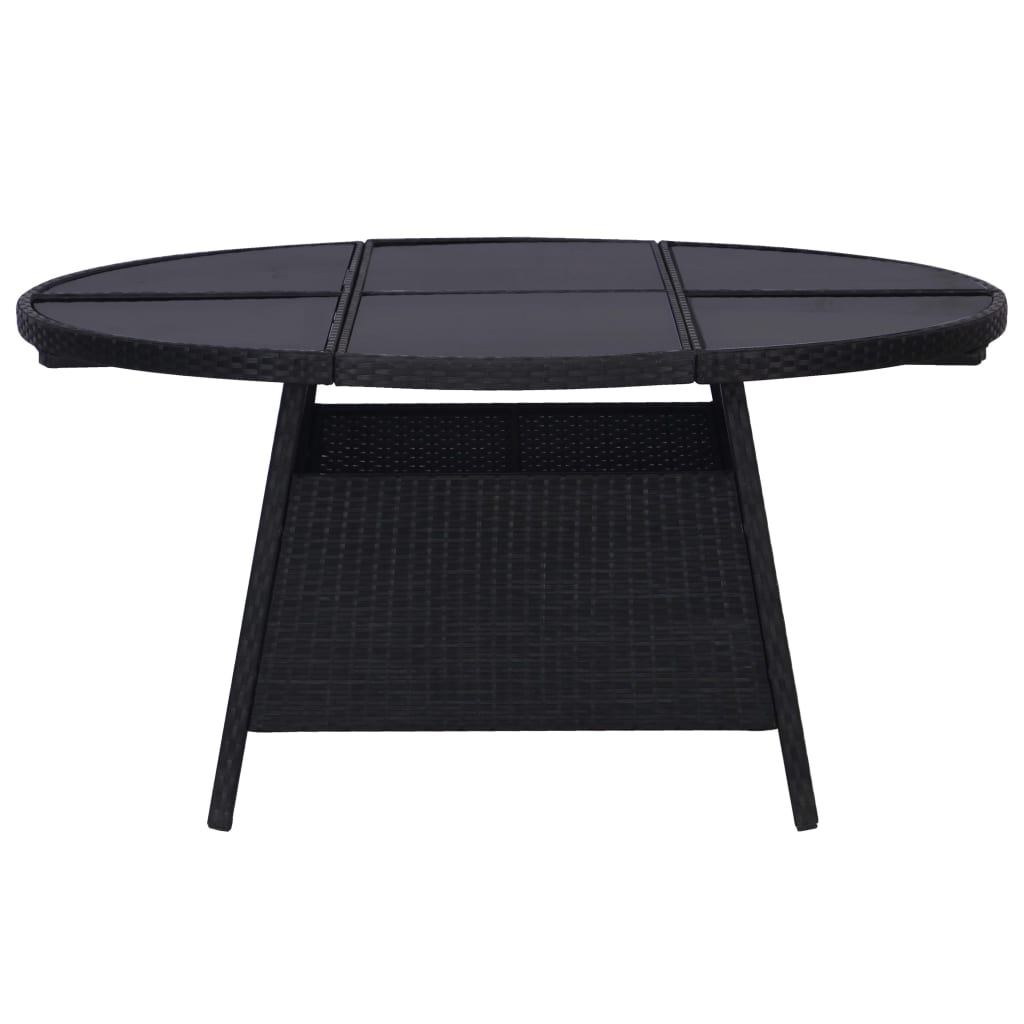 Sodo stalas, juodas, 150x74cm, poliratanas