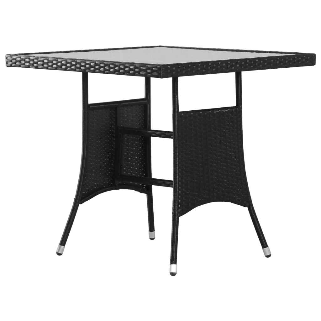 Sodo stalas, juodas, 80x80x74cm, poliratanas