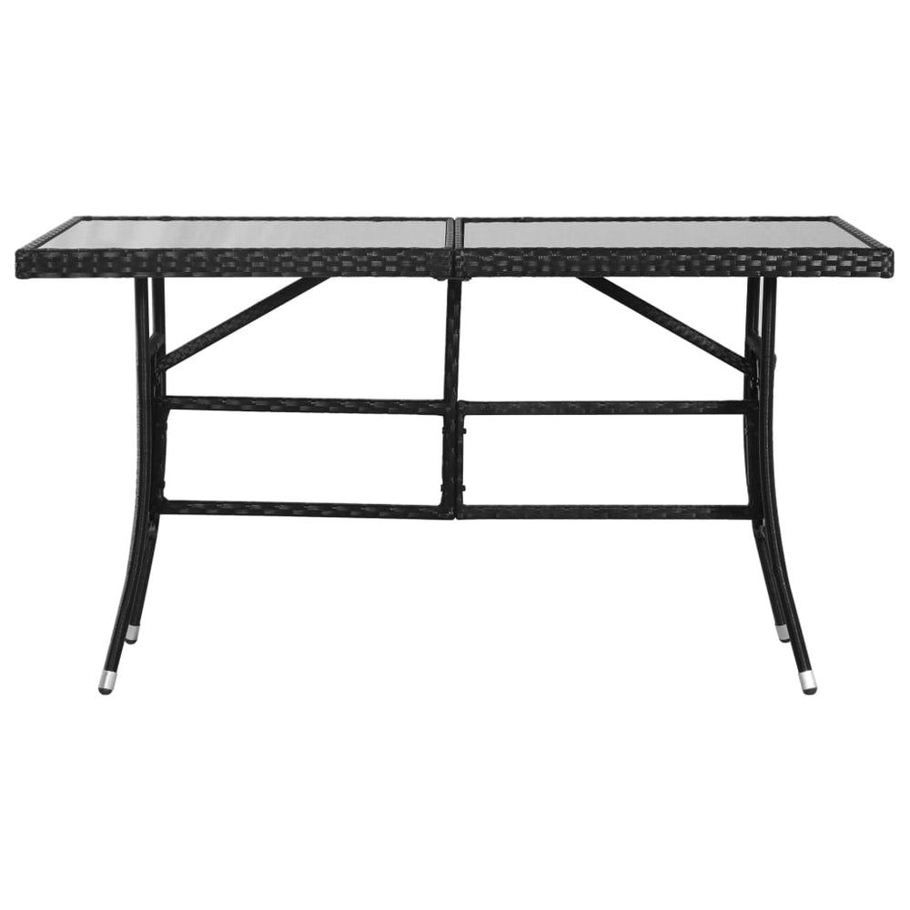 Sodo stalas, juodas, 140x80x74cm, poliratanas