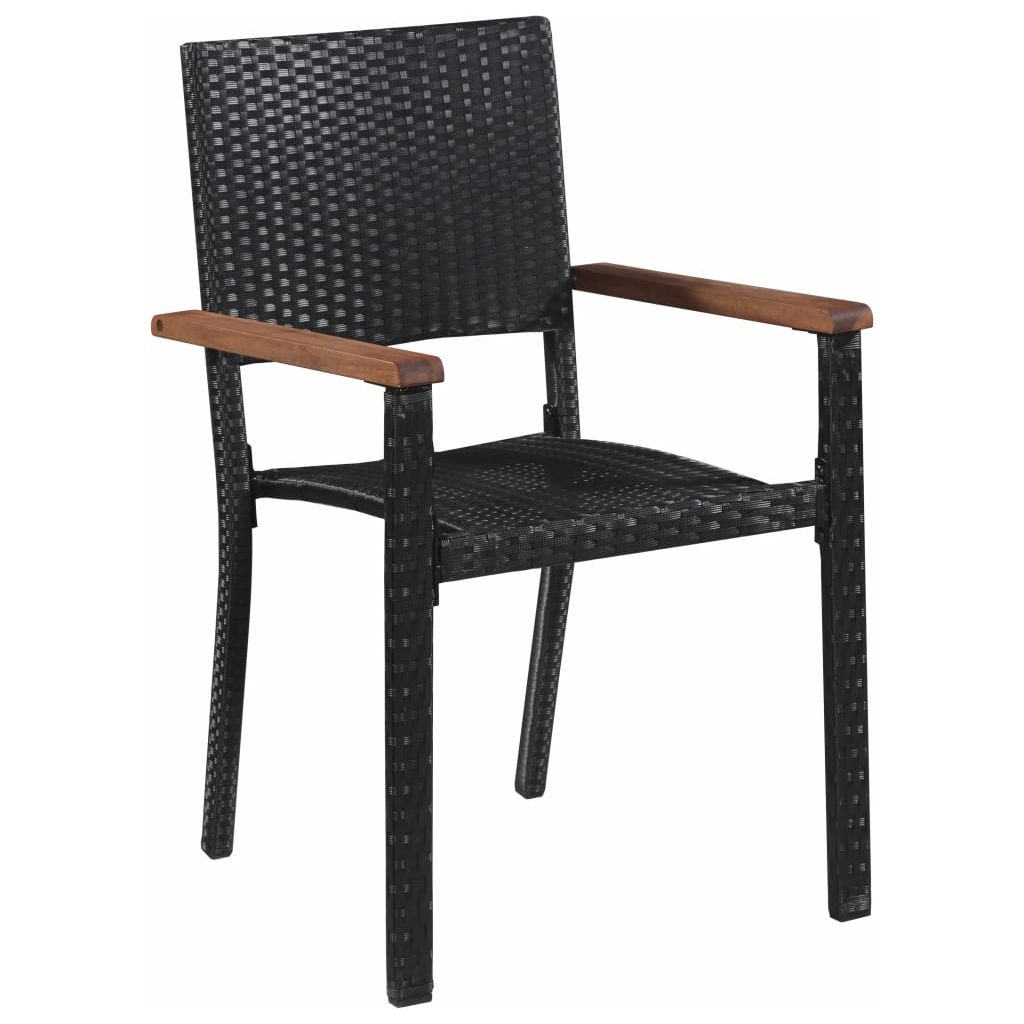 Lauko valgomojo komplektas, juoda spalva, polirat., akacija