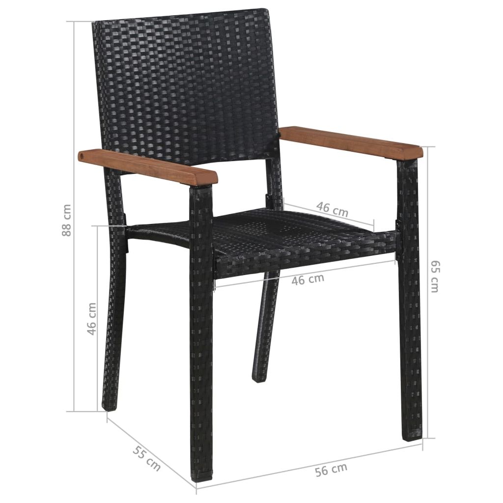 Lauko valgomojo komplektas, juoda spalva, polirat., akacija