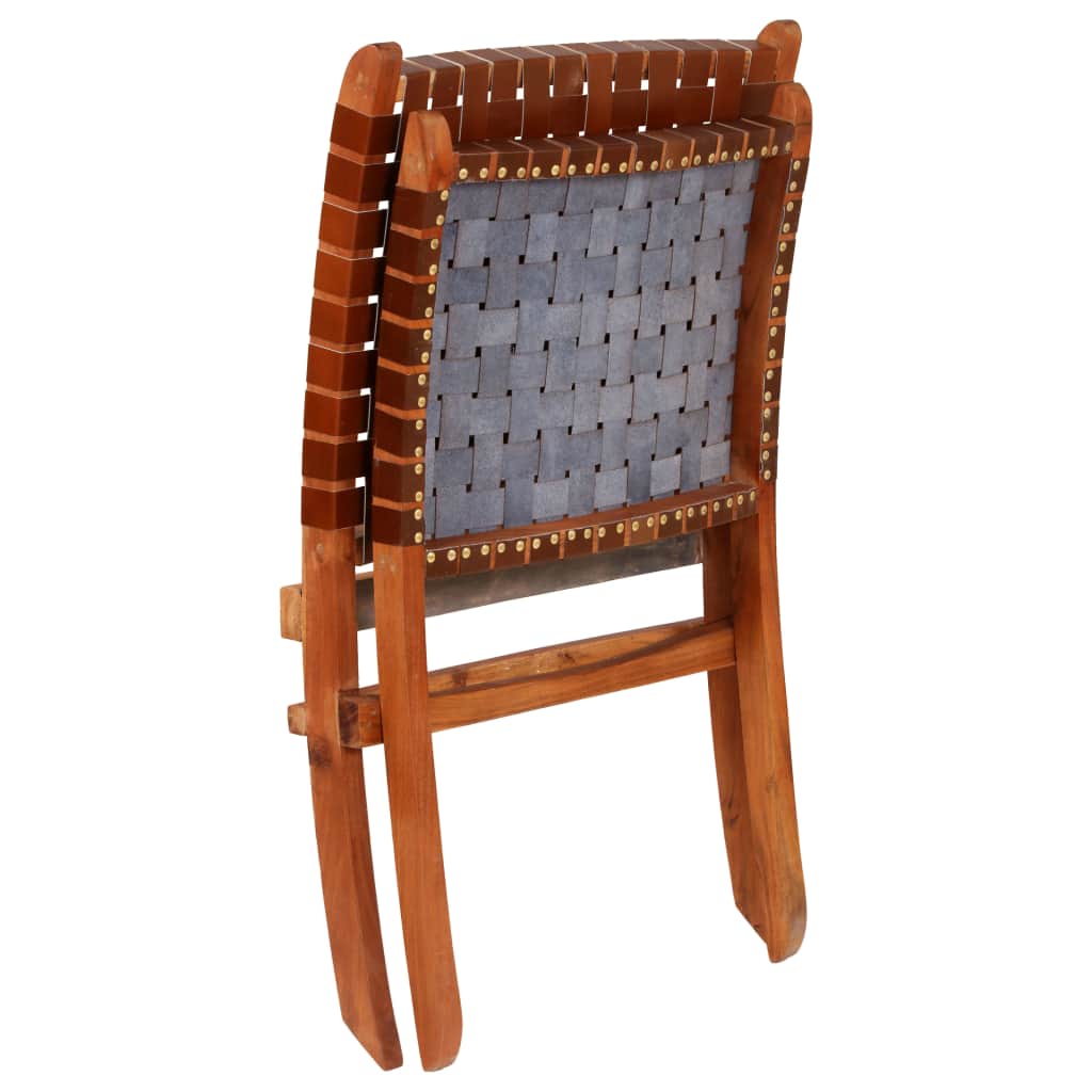 Poilsio kėdė, tikra oda, 59x72x79cm, su kryžiuot. juost., ruda