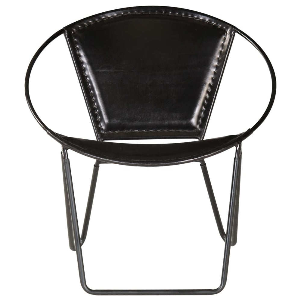 Poilsio kėdė, tikra oda, 69x69x69cm, juoda
