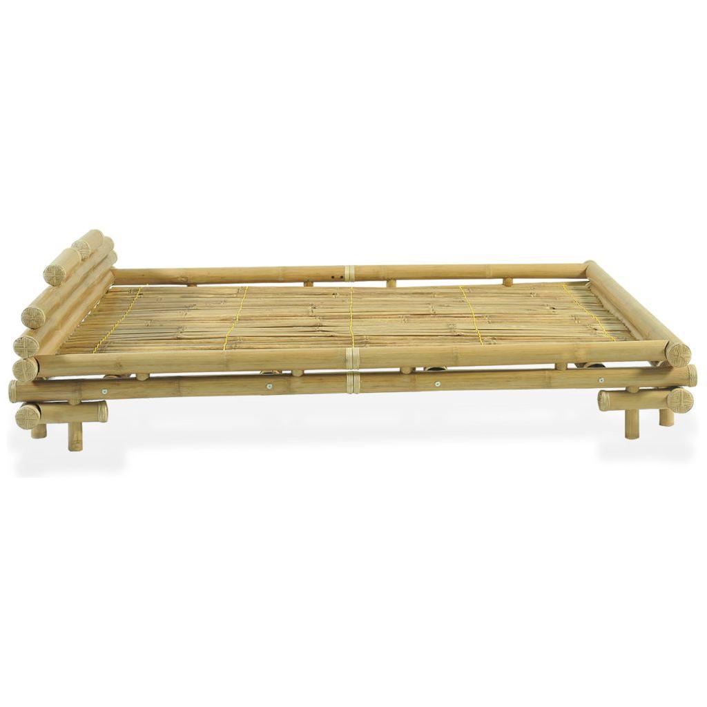 Bambukinė lova su 2 nakt. staliukais, natūral. sp., 140x200 cm