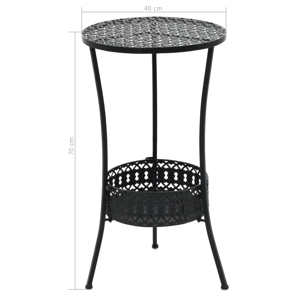 Bistro staliukas, vint. stil., apvalus, metalas, 40x70cm, juod.