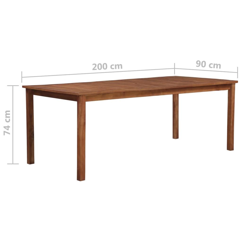 Lauko valgomojo stalas, akacijos medienos masyvas, 200x90x74cm