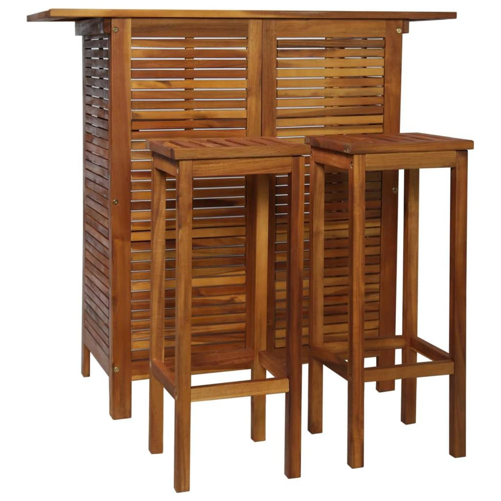 Baro stalo ir kėdžių komplektas, 3d., akacijos medienos masyvas