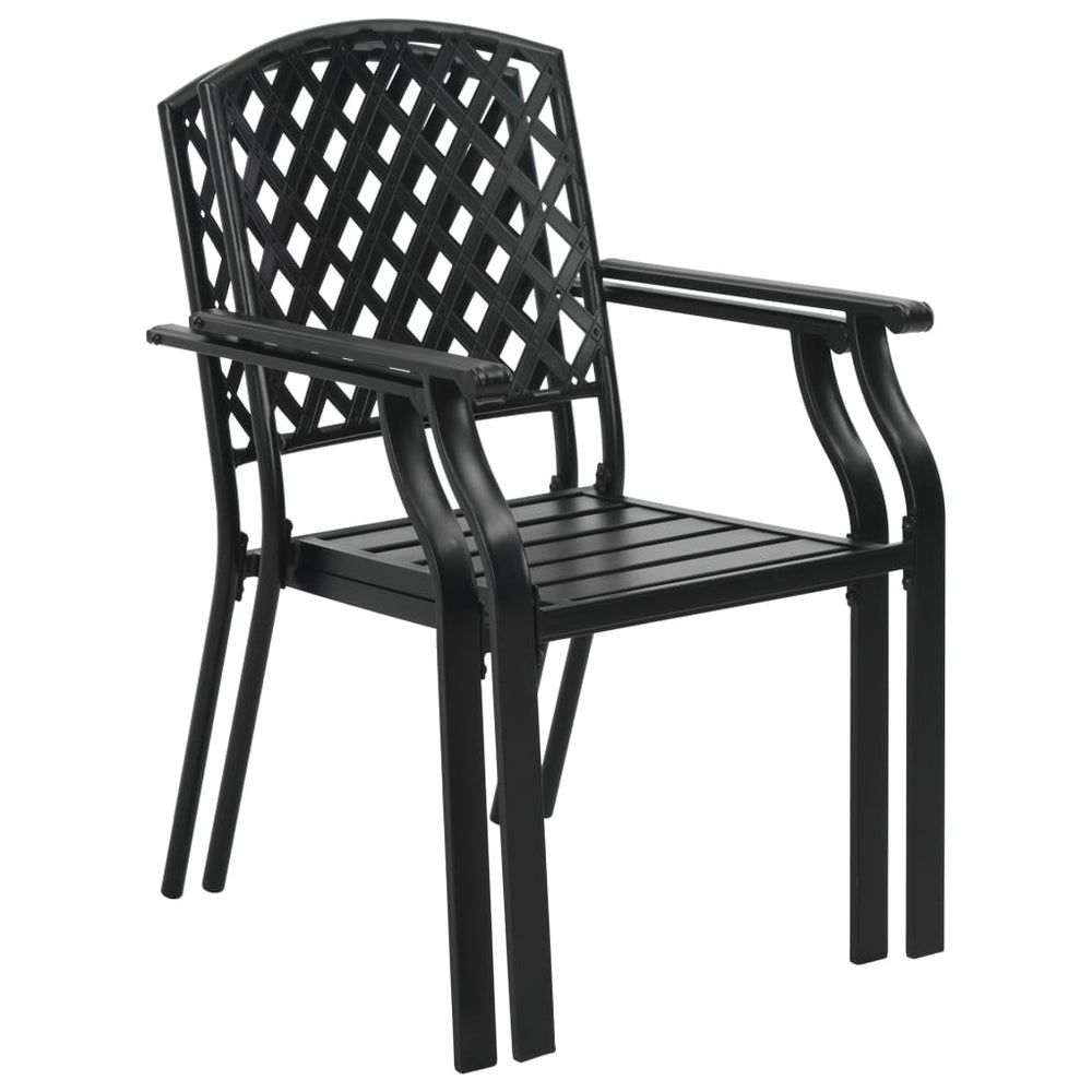 Sudedamos lauko kėdės, 2 vnt., plienas, juodos