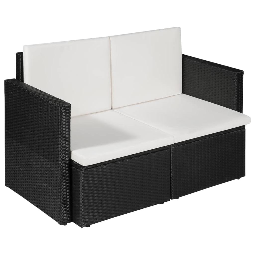 Dvivietė sodo sofa su pagalvėlėmis, pilkos spalvos, poliratanas