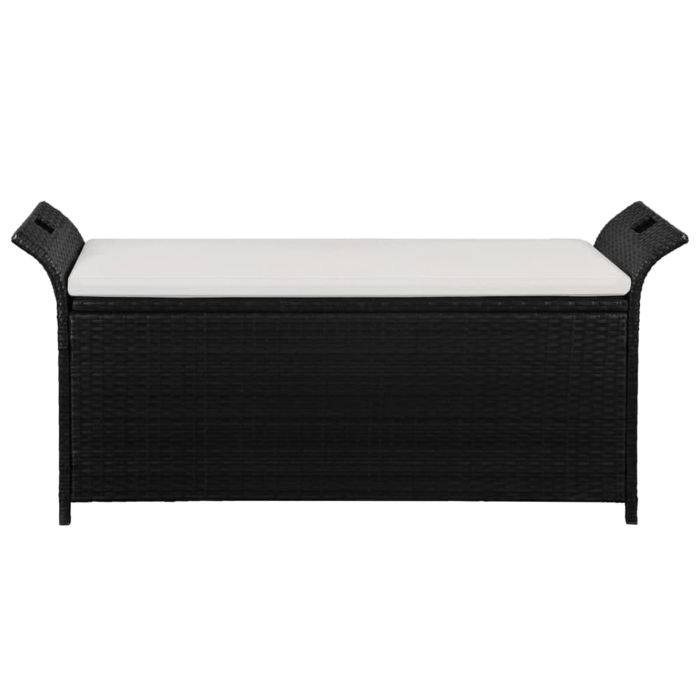 Suoliukas daiktadėžė su pagalvėlėmis, 138cm, poliratan., juodas