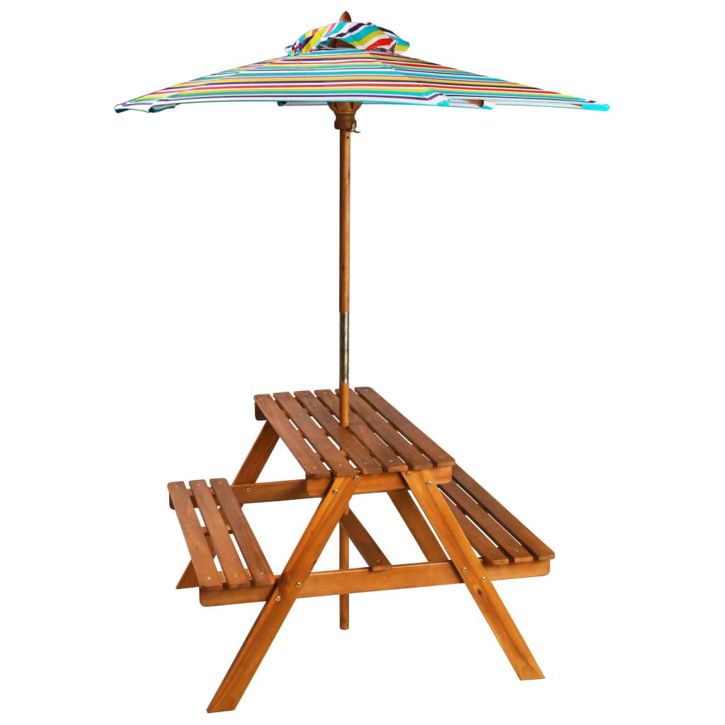 Iškylos stalas vaikams su skėčiu, 79x90x60cm, akac. med. mas.