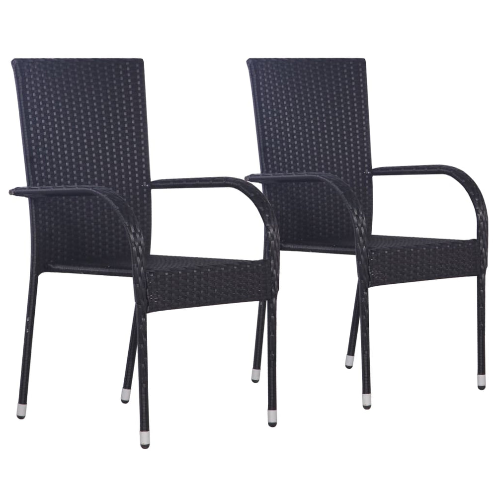 Sudedamos lauko kėdės, 2 vnt., poliratanas, juodos
