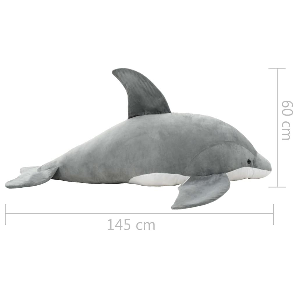 Minkštas žaislinis delfinas, pilkas, pliušinis